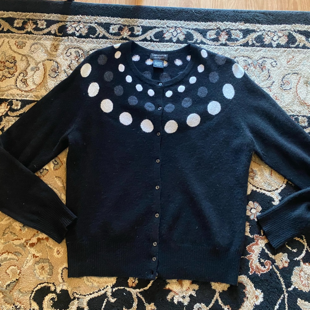 Lord & Taylor 100% Cashmere Button Sweater Size XL